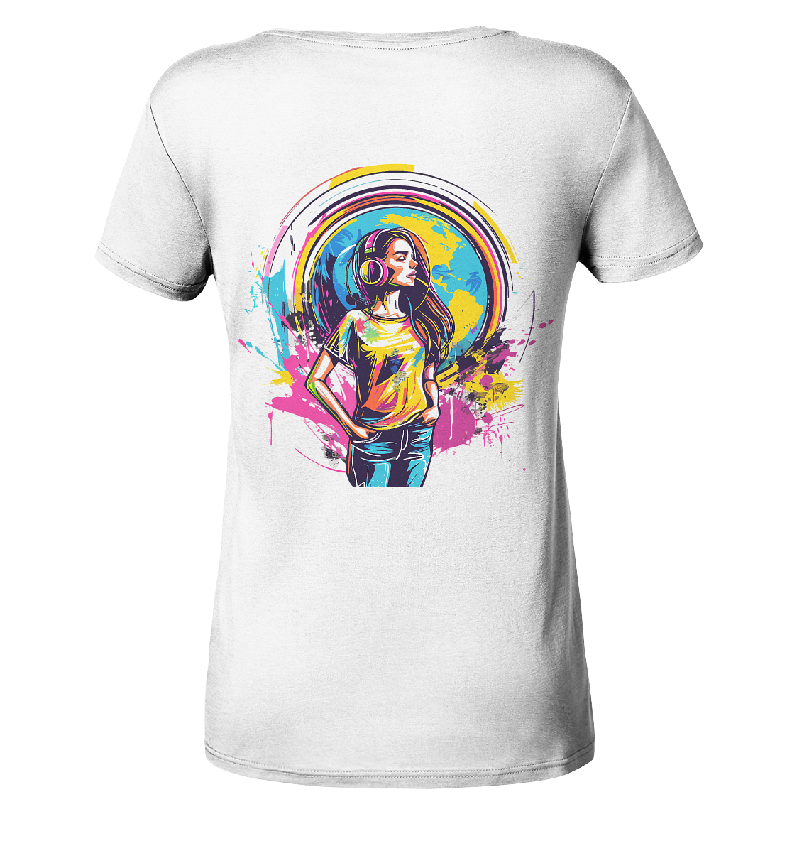 Global Vibes – Festival Soul for Woman - Back Ladies V-Neck Shirt