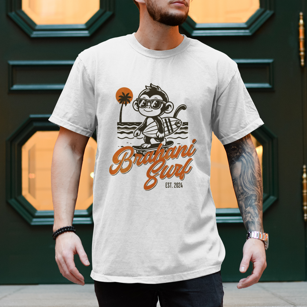 Brahani Surf T-Shirt mit Coolen Affen Design, Streetwear, Vintage beach look, Summer