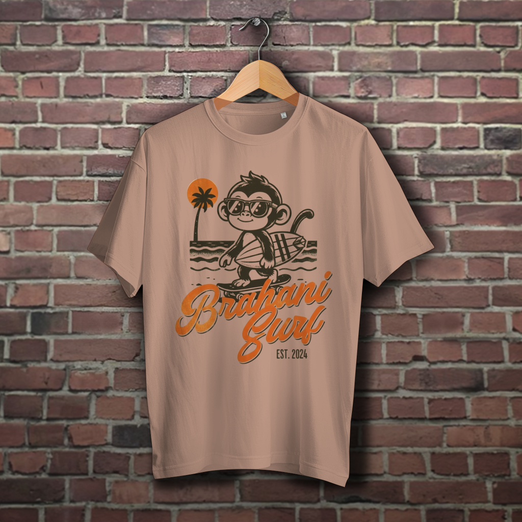 Brahani Surf Oversize T-Shirt mit Coolen Affen Design, Streetwear, Vintage beach look, Summer