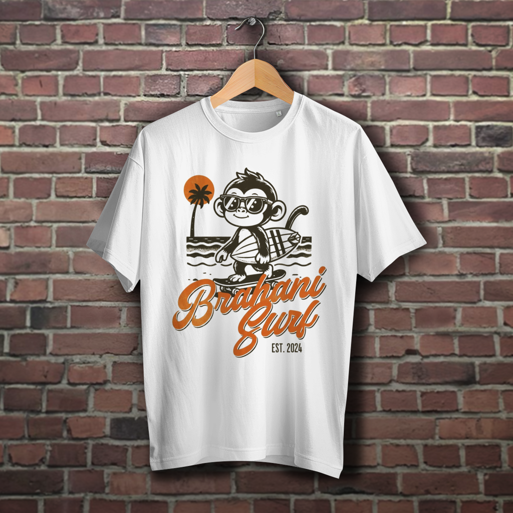 Brahani Surf Oversize T-Shirt mit Coolen Affen Design, Streetwear, Vintage beach look, Summer