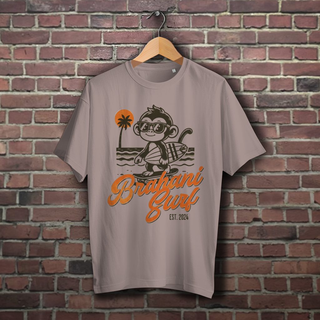 Brahani Surf Oversize T-Shirt mit Coolen Affen Design, Streetwear, Vintage beach look, Summer