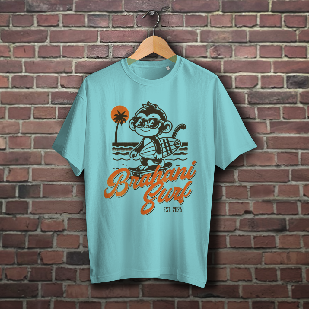 Brahani Surf Oversize T-Shirt mit Coolen Affen Design, Streetwear, Vintage beach look, Summer