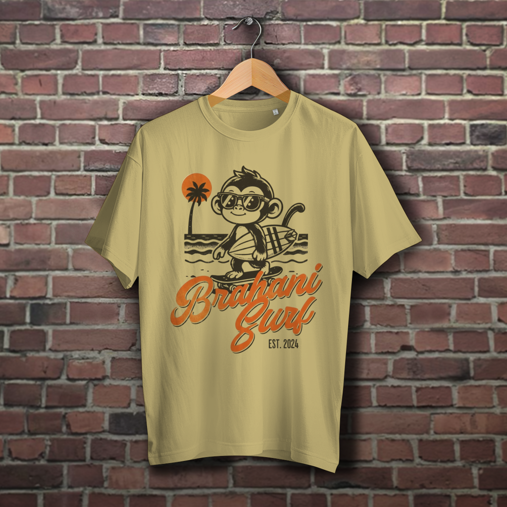 Brahani Surf Oversize T-Shirt mit Coolen Affen Design, Streetwear, Vintage beach look, Summer