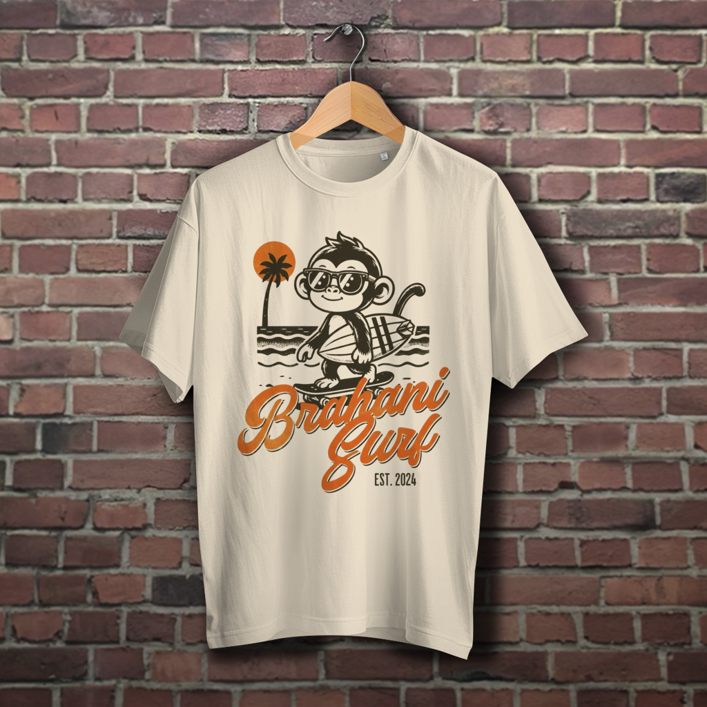 Brahani Surf Oversize T-Shirt mit Coolen Affen Design, Streetwear, Vintage beach look, Summer