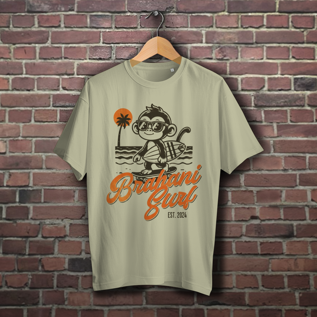 Brahani Surf Oversize T-Shirt mit Coolen Affen Design, Streetwear, Vintage beach look, Summer