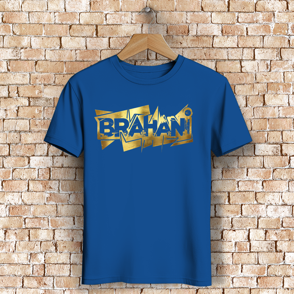 Herren T-Shirt mit Goldenem Brahani Logo – Streetwear Shirt im Graffiti Design, Urban, Rap, Hip Hop