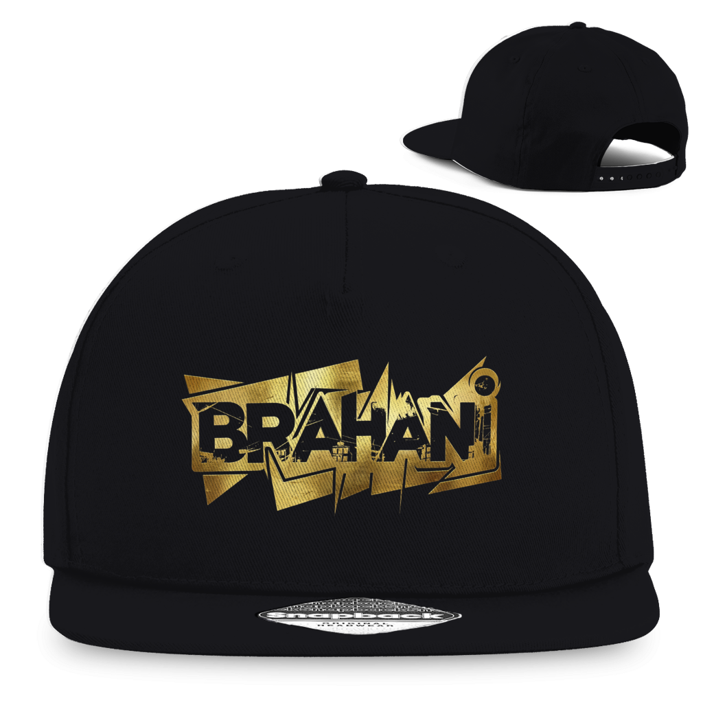 Cap mit Goldenen Brahani Logo in Graffiti Design, Snapback Kappe im Streetwear Style,  Rapper Cap