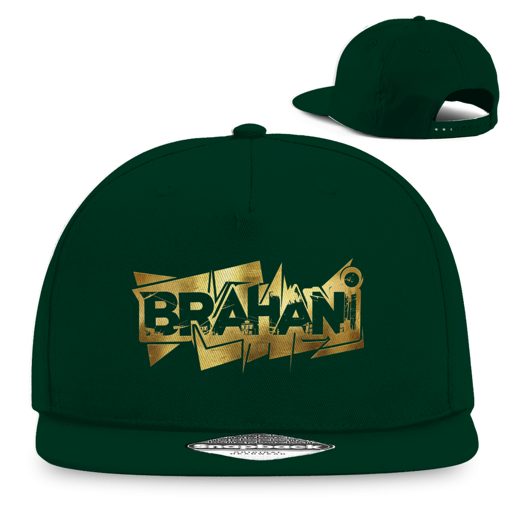Cap mit Goldenen Brahani Logo in Graffiti Design, Snapback Kappe im Streetwear Style,  Rapper Cap