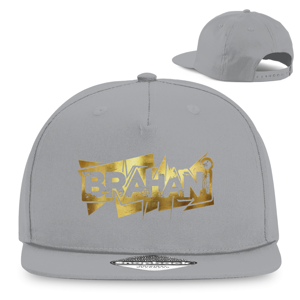 Cap mit Goldenen Brahani Logo in Graffiti Design, Snapback Kappe im Streetwear Style,  Rapper Cap