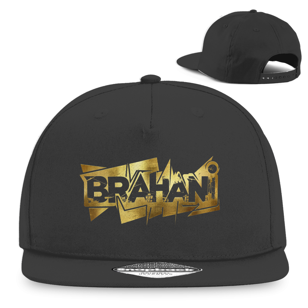Cap mit Goldenen Brahani Logo in Graffiti Design, Snapback Kappe im Streetwear Style,  Rapper Cap