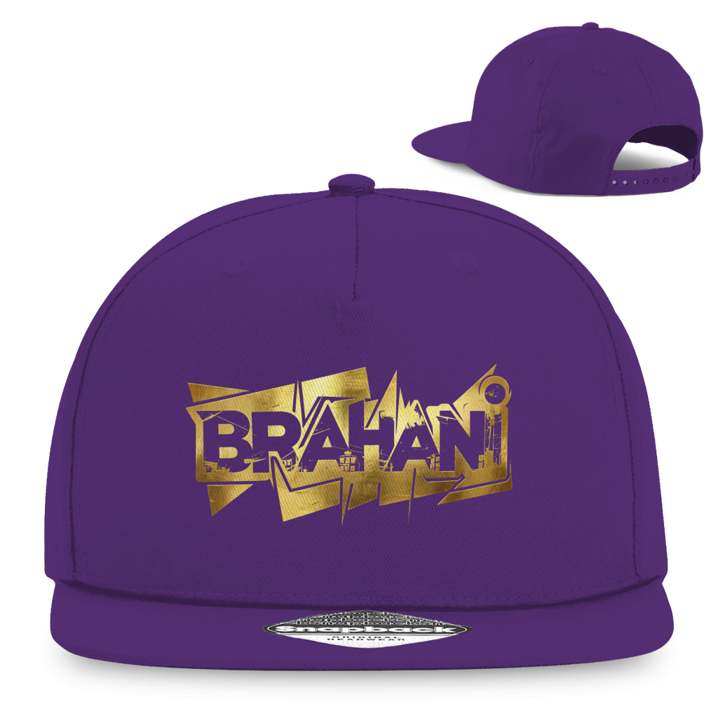 Cap mit Goldenen Brahani Logo in Graffiti Design, Snapback Kappe im Streetwear Style,  Rapper Cap