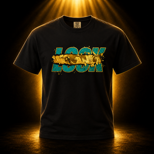 Brahani LOOK T-Shirt, modernes Shirt Schwarz mit goldener Crack Optik