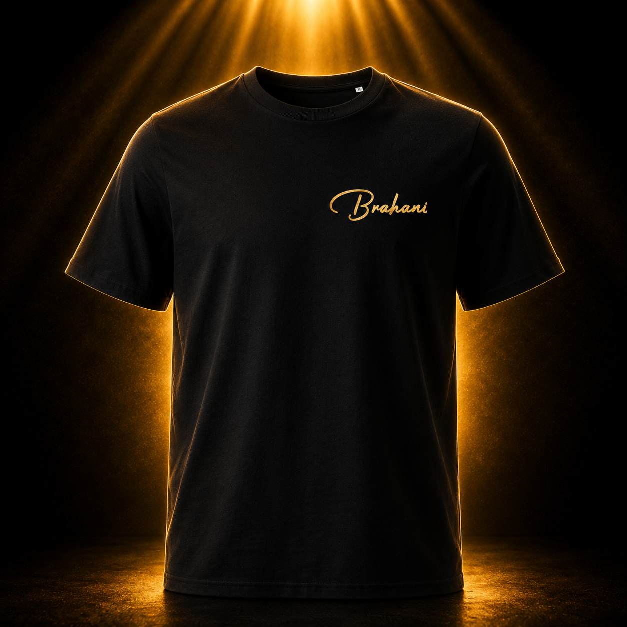 Brahani Signature Basic T-Shirt – Premium Unisex Bio-Baumwolle mit Gold Logo | Minimal Luxury Streetwear