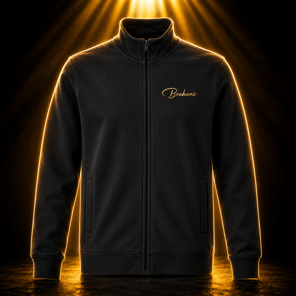 Brahani Signature Unisex Full-Zip Pullover – Premium Zip Sweatshirt mit gesticktem Gold Logo