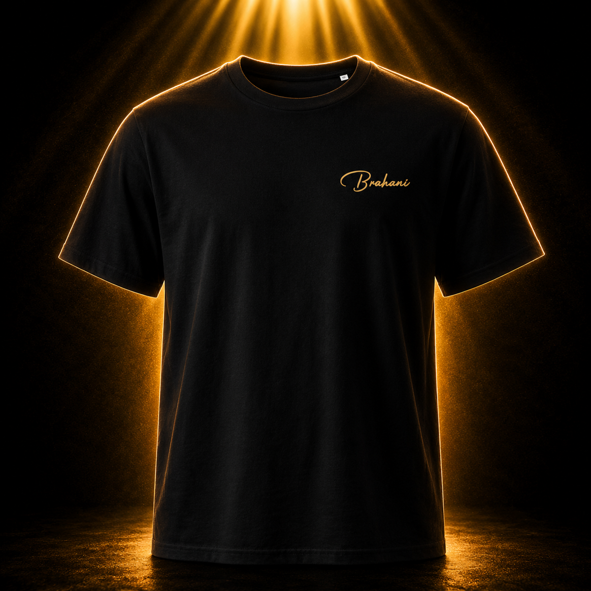 Brahani Signature Basic T-Shirt – Premium Unisex Bio-Baumwolle mit Gold Logo | Minimal Luxury Streetwear