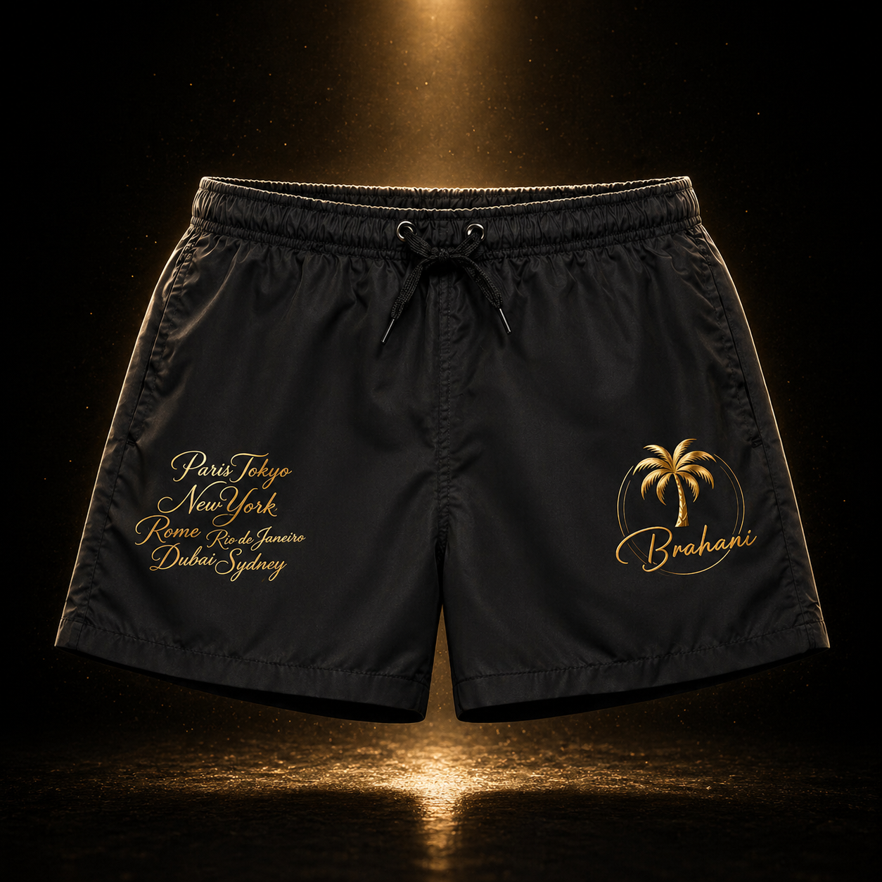 Brahani Premium Badehose mit Gold-Print – Stilvolle Swimshorts mit Luxus-Design & perfektem Sitz