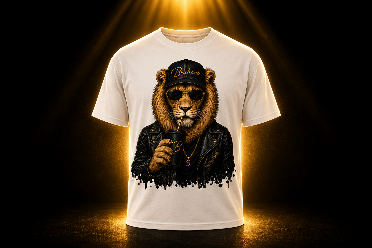 Brahani Lion Oversized T-Shirt – Premium Streetwear Shirt mit Löwen Motiv, Graffiti Print & Rückenprint Unisex