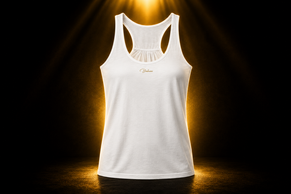 Brahani Signature Damen Racerback Tanktop – Premium Gold Logo Top | Minimal Luxury & Sport Fashion