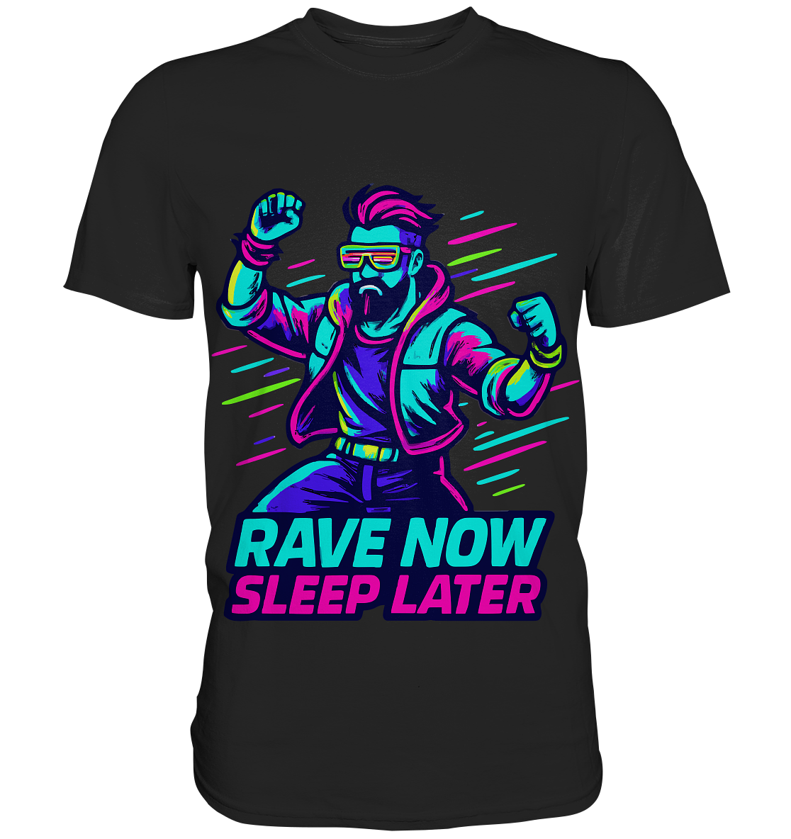 Rave Now – Neon Warrior Shirt für Festival & Club - Premium Shirt